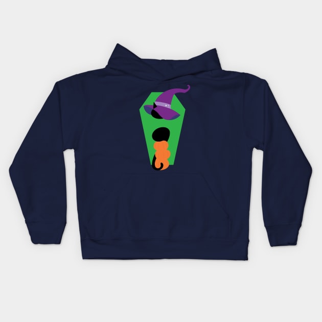 Witchy Black Cat Halloween Kids Hoodie by ElusiveIntro